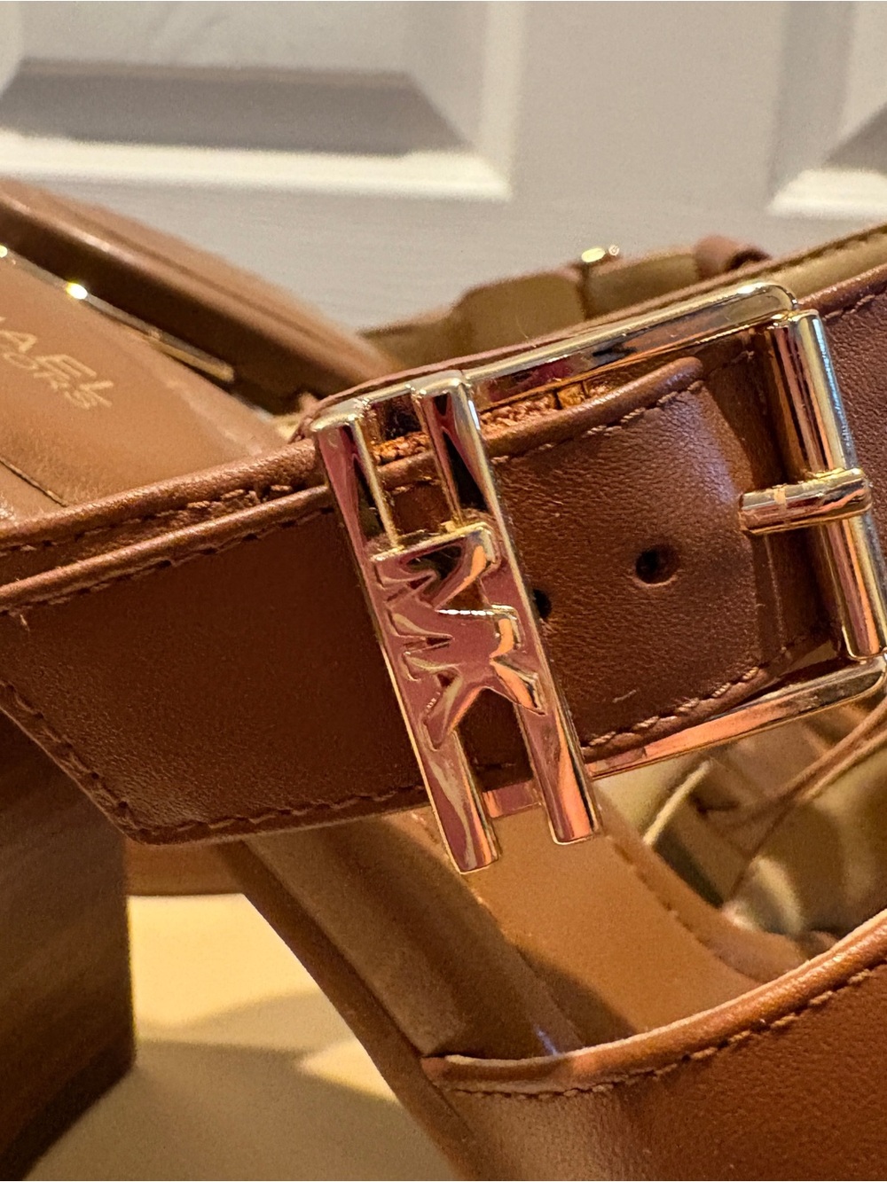 Michael Kors Brown Strappy Slide Sandals with Side Buckle - Picture 7 of 8